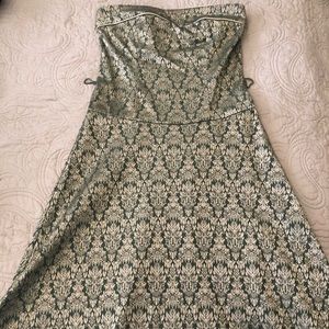 Green and Gold Knee-Length Formal Dress